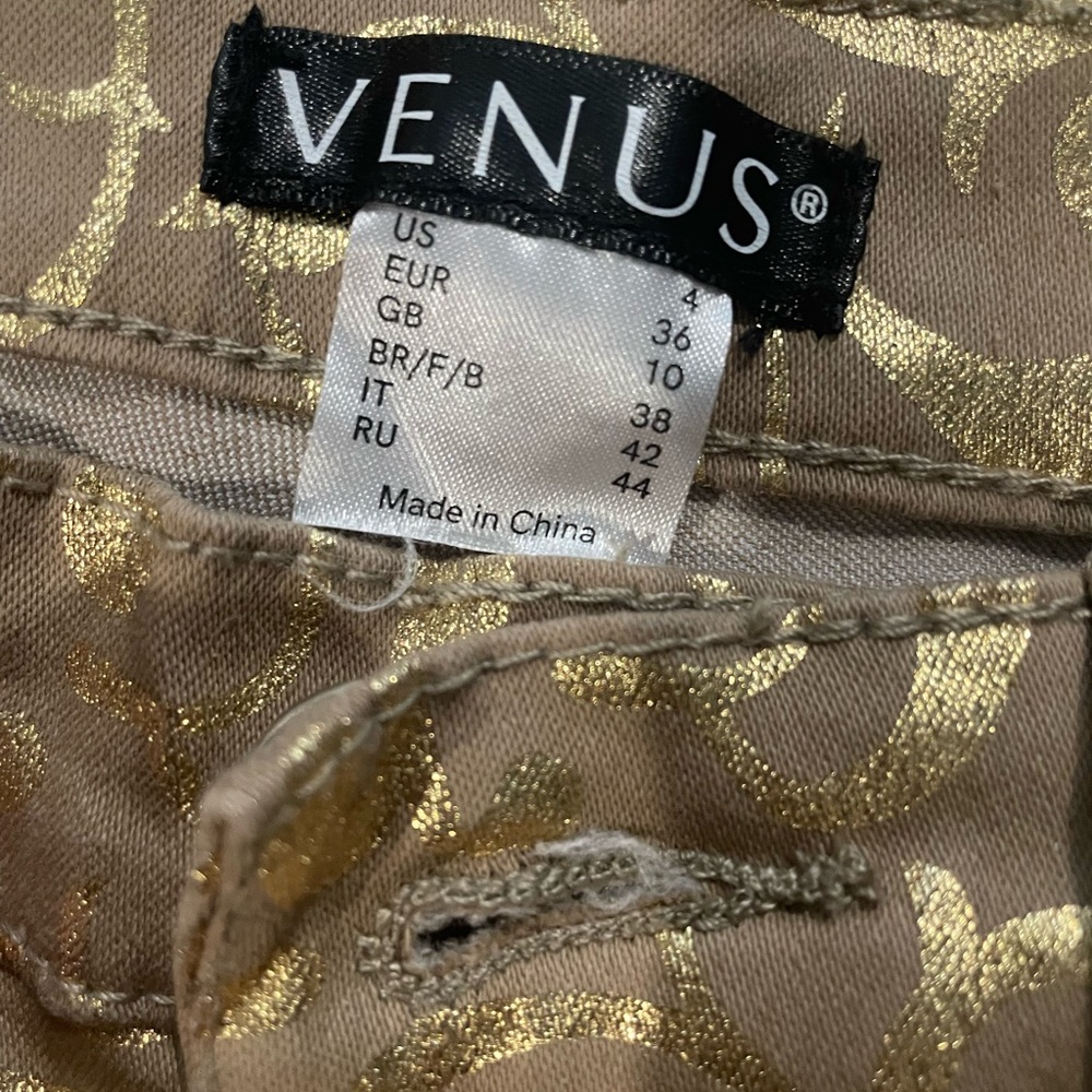 NWOT VENUS Gold and Brown Patterned Pants - Picture 4 of 4